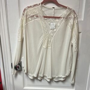 Free People Cream Lace Blouse women’s size small